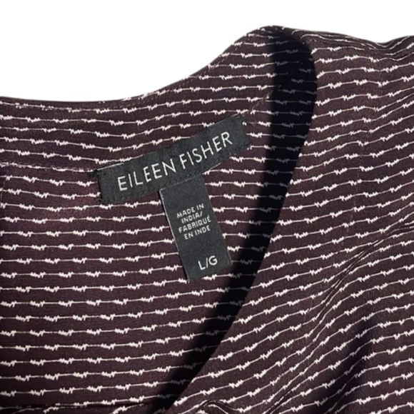 Eileen Fisher Brown Printed Silk Sleeveless Top Size Large - Picture 2 of 8